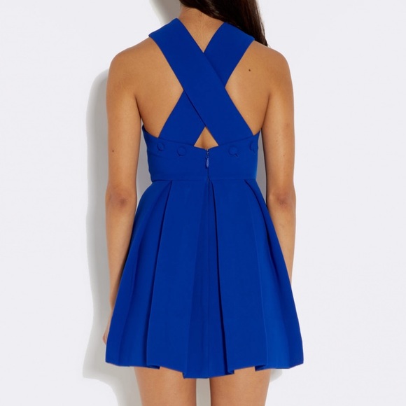 AQ/AQ Maverick Blue Cross Strap Mini Dress With Full Skirt US Size 4 - Picture 3 of 9